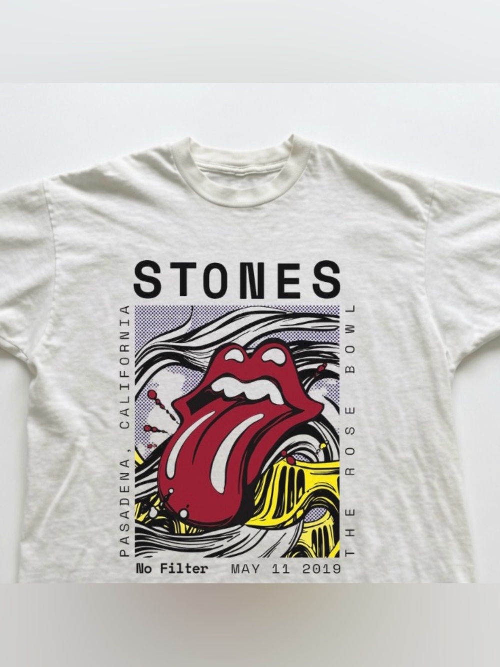 Rolling Stones Pop Art Tongue Unisex Tee White Classic Rock Graphic T-Shirt - Picture 2 of 5